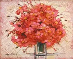 Cosmos Roses by Michel Henry, c. 1991, Oil on canvas, sold Dec 2020