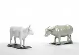 Zoomanities Series Animals with Human Features (a set of 2) by Ronald Ventura, 2008；2010, Fiberglass resin with acrylic polyurethane paint (unique), sold Nov 2013