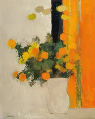 Bernard Cathelin, Roses d'Inde des Rebattières, 1972, Oil on canvas