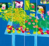 Walasse Ting, Lady (quadriptych), 1986, Ink and color on paper