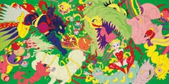 Yoshitaka Amano, Deva Loka Vert, 2010, Automotive paint on aluminum panel
