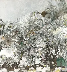 Snow in Vacant Mountains by Hong Ling, 2006, Oil on canvas, sold Dec 2017
