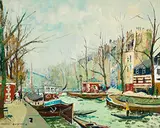 Jacques Bouyssou, Paris Le Carnal Saint Martin, c. 1980, Oil on canvas