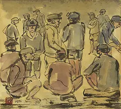 Hung Jui-lin, Miners, 1956, Mixed media on paper