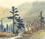 Landscape in Lishan by Shiy De-jinn, 1971, Watercolor on paper, sold Dec 2013