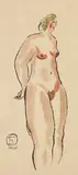 Sanyu, Standing Nude, 1930s, Ink and watercolor on paper