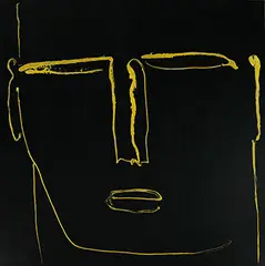 Luigi Benzoni, Volto: Modulazione in nero/oro, 2000, Oil and acrylic on canvas
