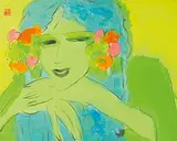 Beauty by Walasse Ting, Acrylic on paper, mounted onto canvas, offered Jun 2017