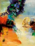 Chihung Yang, Dialog of Fire & Water, 1988, Acrylic on canvas
