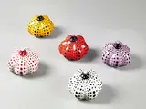 Pumpkin (a set of 5) by Yayoi Kusama, 2002, Porcelain, edition no. 57/130, sold Dec 2012