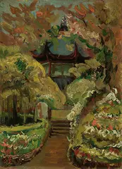 Tan Teng-pho, Zhongshan Park at West Lake, 1929-1934, Oil on wooden board
