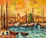 Sanlang Yang, Seaport, 1978, Oil on canvas