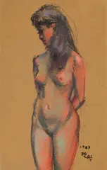 Shen Che-Tsai, Nude, 1983, Charcoal, pastel, marker pen on paper