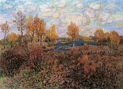 Sun Yuntai, Red Landscape, 1996, Oil on canvas