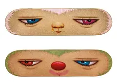 Alex Face, Little Fire ; Funny Face (a set of 2), 2021, Acrylic on Skateboard deck