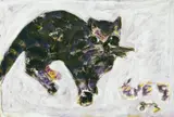 Purple Cat by Cheng Tsai Tung, 1983, Oil on paper, sold Jun 2006