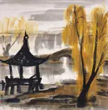 Lin Fengmian, Willows and Pavilion