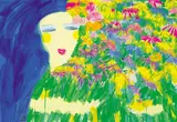 Walasse Ting, Woman with Large Bouquet