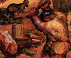 Lin Wen-chiang, Worker, Oil on canvas