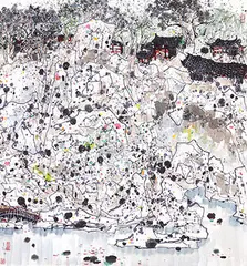 Wu Guanzhong, Lion Grove Garden, 1980s, Ink and color, acrylic on paper