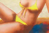 Hilo Chen, Sun Bathing Lady, 1986, Gouache and acrylic on paper