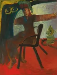 Un Jeu de Train by Fu Ching-Li, 1990 - 1991, Oil on canvas, sold Dec 2019