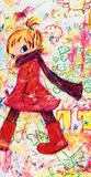 Little Girl with Scarf Walking by Ayako Rokkaku, 2007, Acrylic on canvas, sold Nov 2016