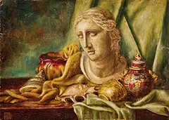 Yee Bon, Still Life, 1950, Oil on canvas mounted onto board