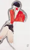 Sanyu, A Female Painter, Watercolor on paper