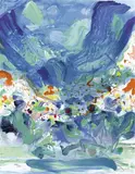Chu Teh-chun, Saison bleue (a set of 7), 2006, Lithographs, calligraphy of poems, edition no. 13/20