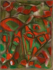 Max Chiwai Liu, African Shaman Masks, 1987, Mixed media on paper