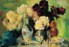 Vase of Flowers by S.T.Chung, 1980, Oil on paper, sold Dec 2005