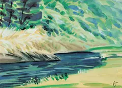 Creek by Rusong Xiao, Watercolor on paper, offered Oct 2003