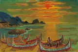 Yen Shui-long, Sunset of Orchid Island, 1989, Oil on canvas