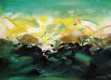 Jade by Chu Teh-chun, 1989, Oil on canvas, sold Jun 2005