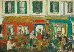 André Cottavoz, Outdoor Café, 1978, Oil on canvas