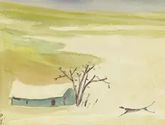 Snowscape by Wang Pan-yuan, 1980, Watercolor on paper, sold Jun 2018