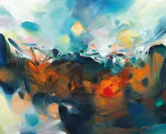 Chu Teh-chun, Touches Orangées, 2004-2005, Oil on canvas