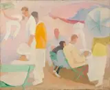 Robert Lotiron, La Partie de Tennis, Oil on canvas