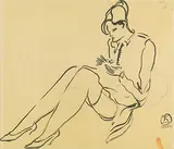 A Seated Lady by Sanyu, Ink on paper, sold Dec 2017