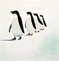 Penguin March & Monster Boy (a set of 2) by Mayuka Yamamoto, 2010, Watercolor on paper, sold Jun 2011
