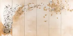 Cai Guo-Qiang, Golden Missile (hexaptych), 1998, Gunpowder and ink on paper