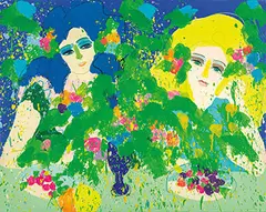 Walasse Ting, Mia & Alex, 1976, Acrylic on canvas