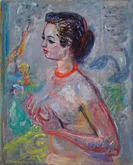 Kostia Terechkovitch, Femme nue dans le jardin, Oil on canvas
