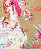 Girl Wearing High Collar White Dress (AR08-10) by Ayako Rokkaku, 2008, Acrylic on cardboard, sold Dec 2018