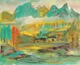 Lin Fengmian, Dawn (Hills & Cabins in Autumn)