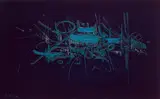 Georges Mathieu, Composition bleue, 1958, Oil on canvas