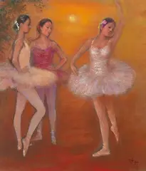 Ballet Dancers by Shen Che-Tsai, 1993, Oil on canvas, sold Dec 2015