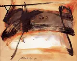 John Way, Chinese Calligraphy In Abstract Expressionism, 1983, Oil on paperboard