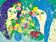 Outside Raining by Walasse Ting, Acrylic on canvas, sold Jun 2017